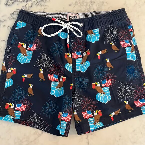 OLD GLORY PARTY STARTER SHORT SWIM - NAVY SMALL - Picture 1 of 4